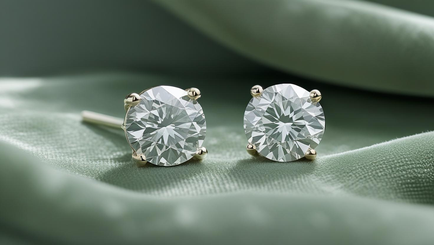 Gallery set four claw solitaire stud earrings White Gold F/VS1