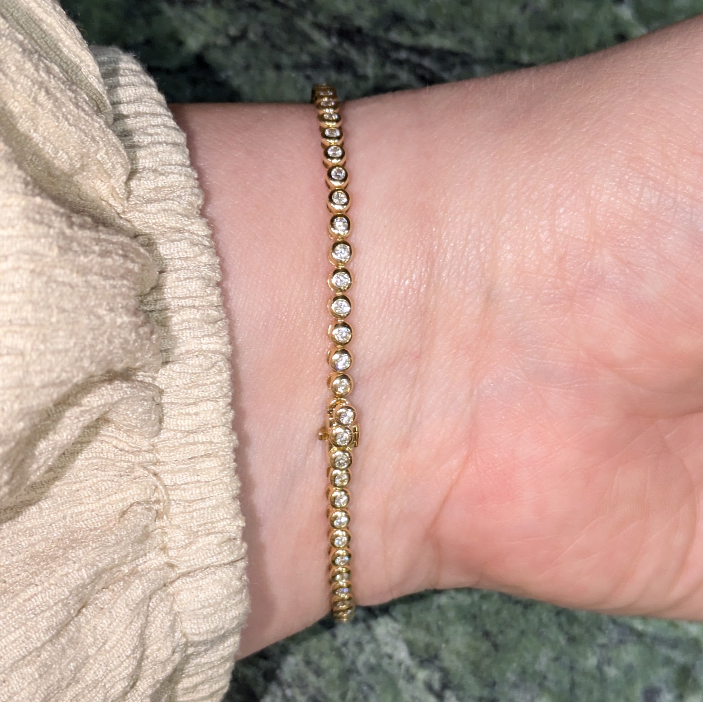 Rubover set 1ct diamond tennis bracelet Yellow Gold F/VS1