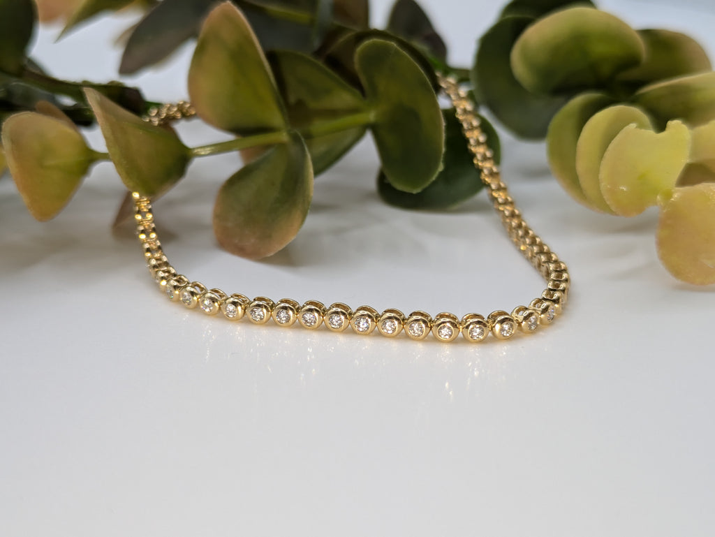 Rubover set 1ct diamond tennis bracelet Yellow Gold F/VS1