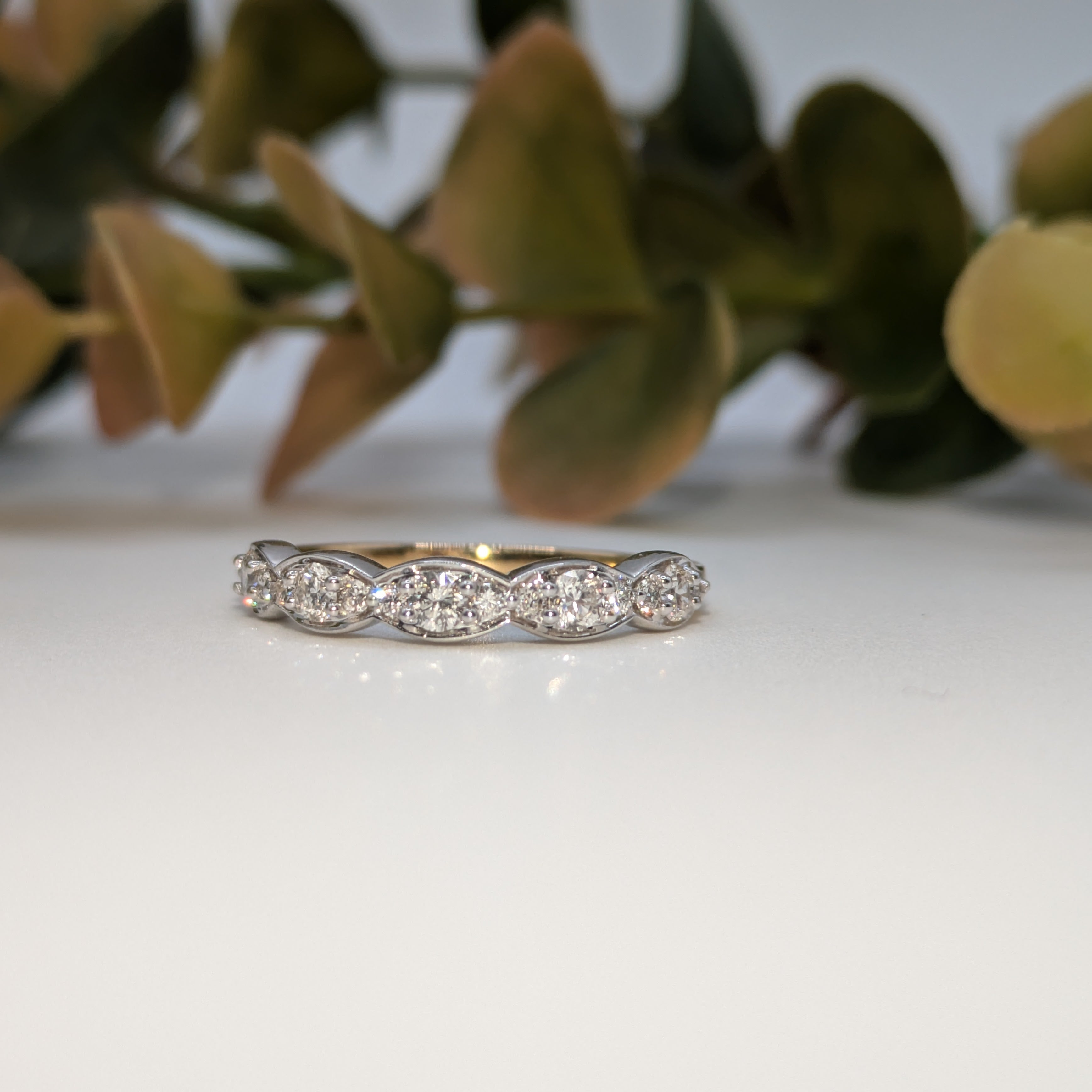 scalloped edge marquise eternity band
