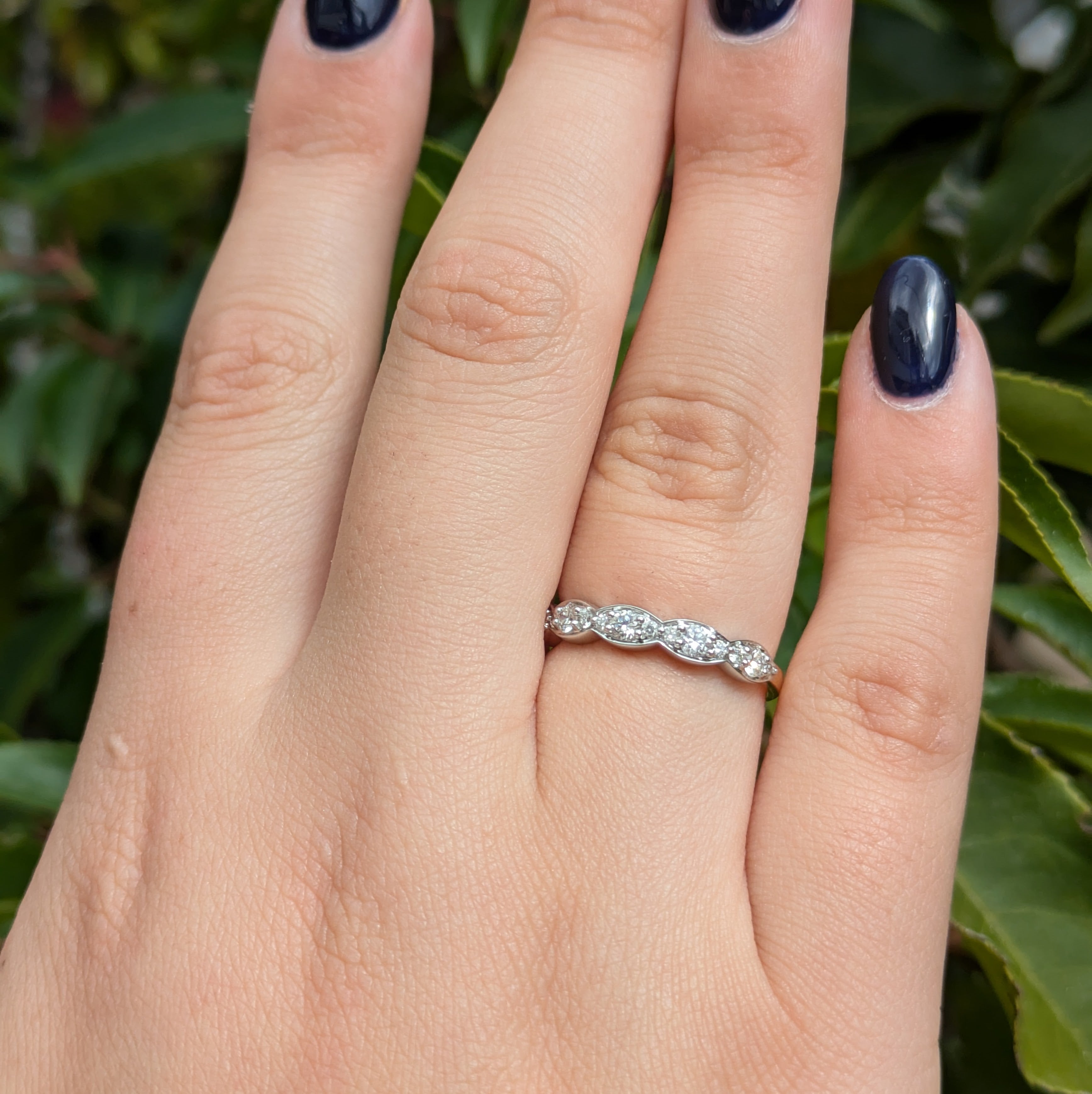 scalloped edge marquise eternity band
