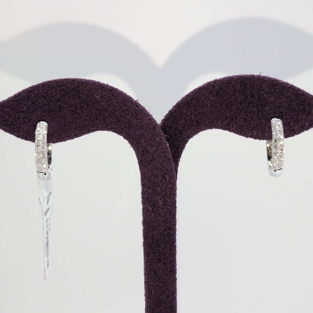 18k White gold pave set chunky hoops