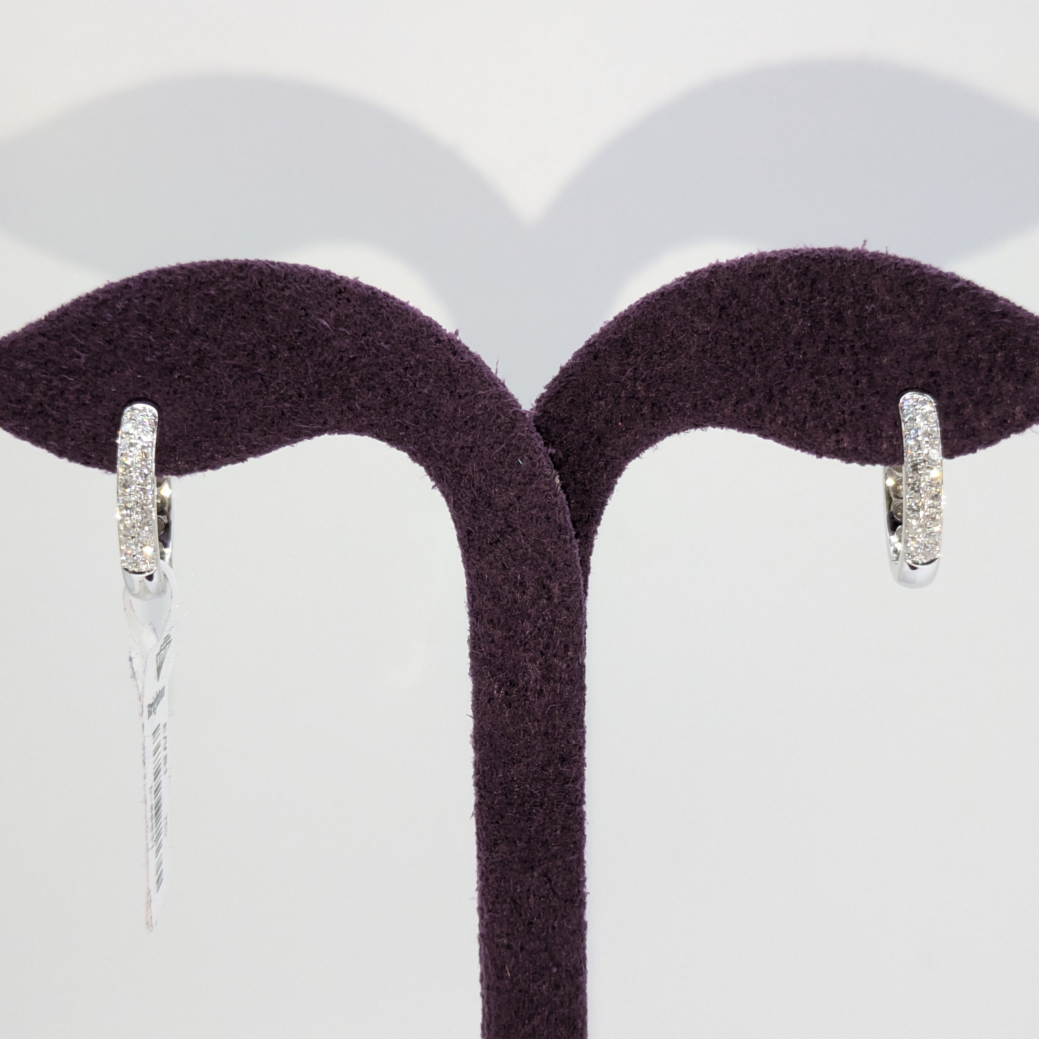 18k White gold pave set chunky hoops