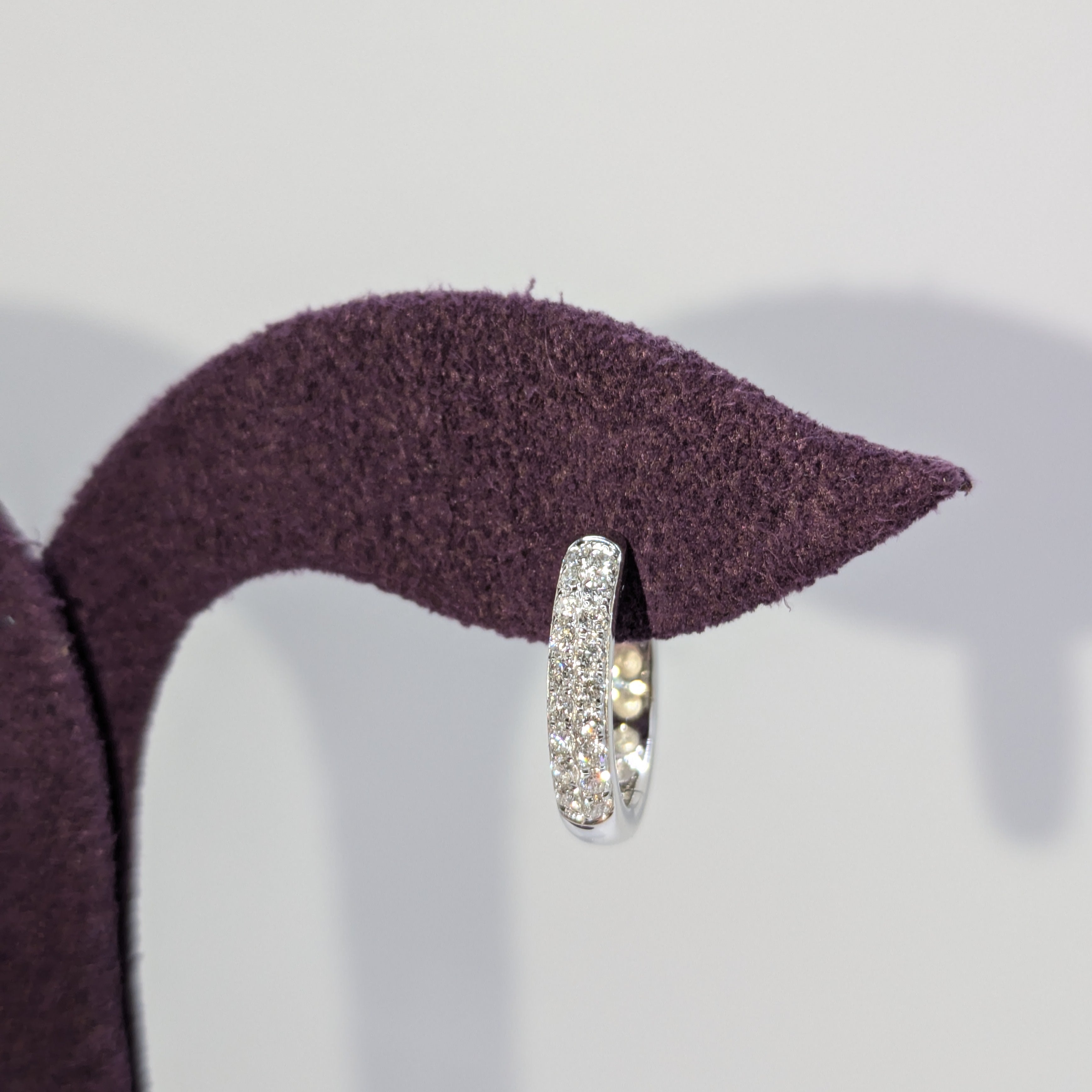 18k White gold pave set chunky hoops