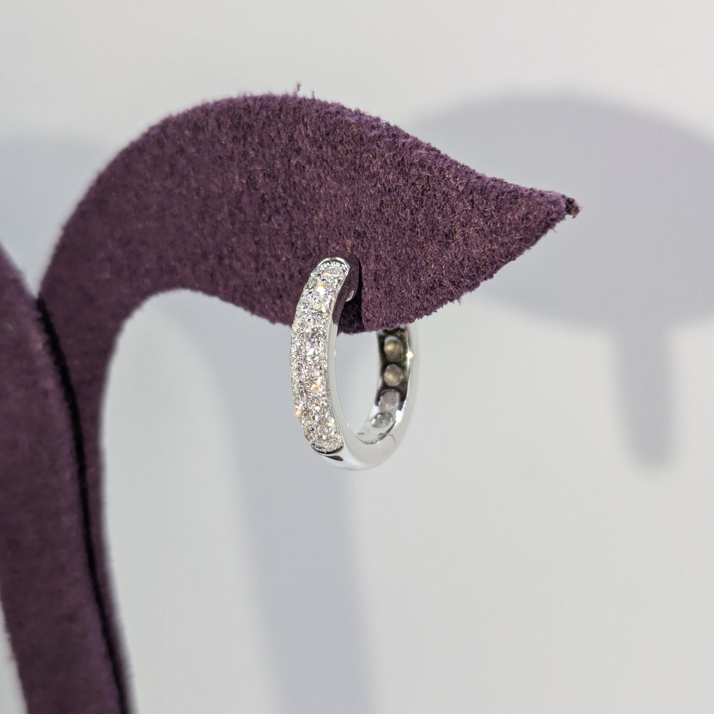 18k White gold pave set chunky hoops