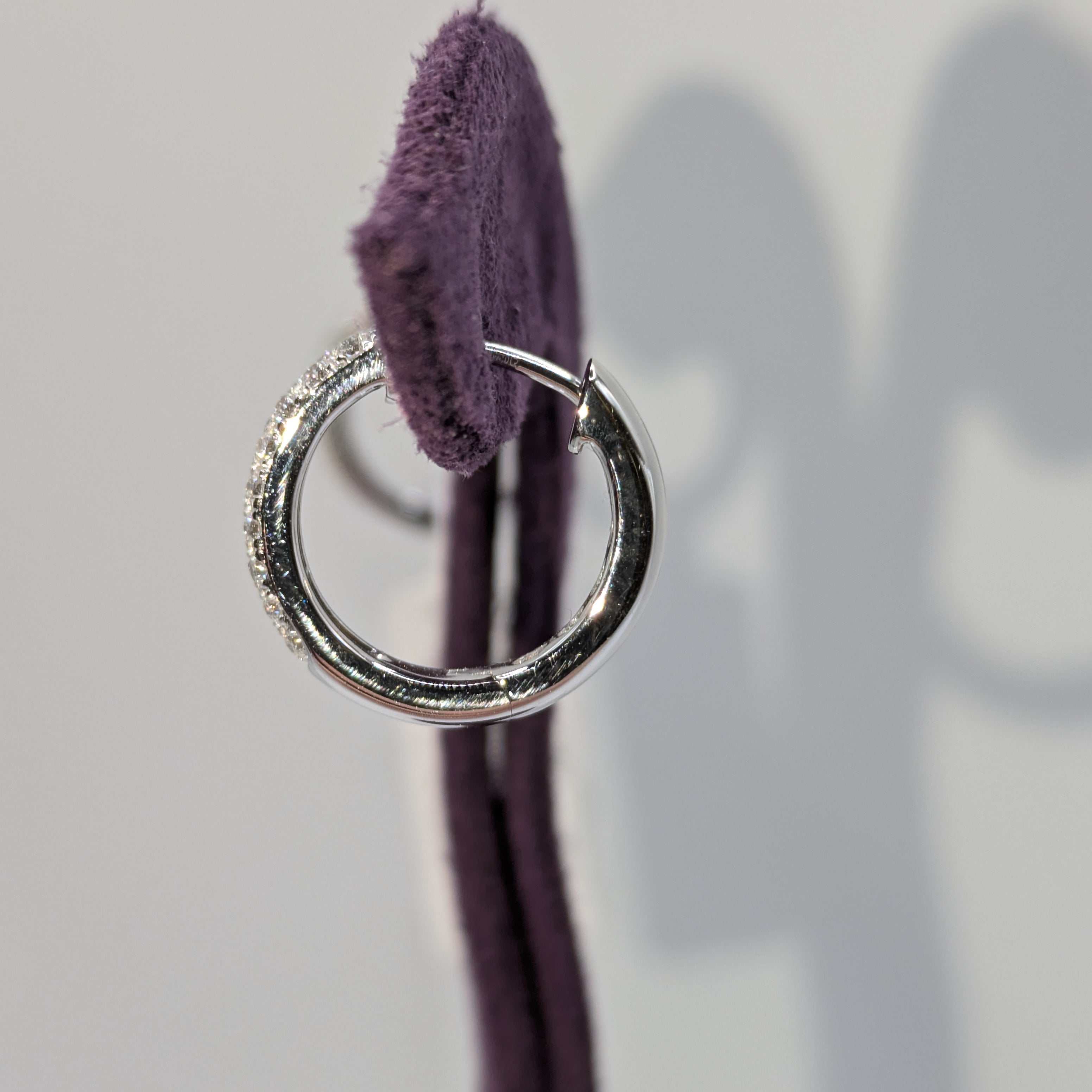 18k White gold pave set chunky hoops
