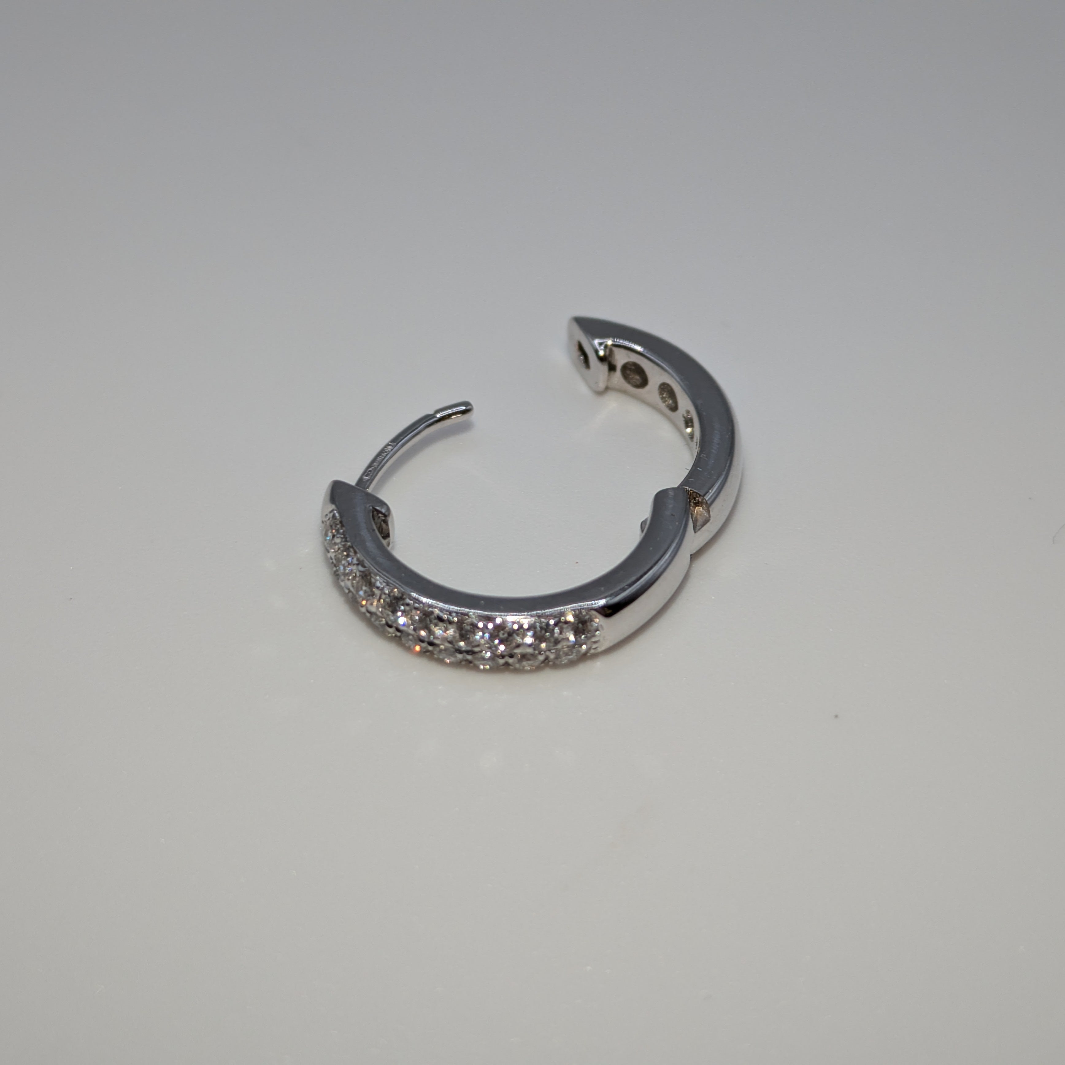 18k White gold pave set chunky hoops
