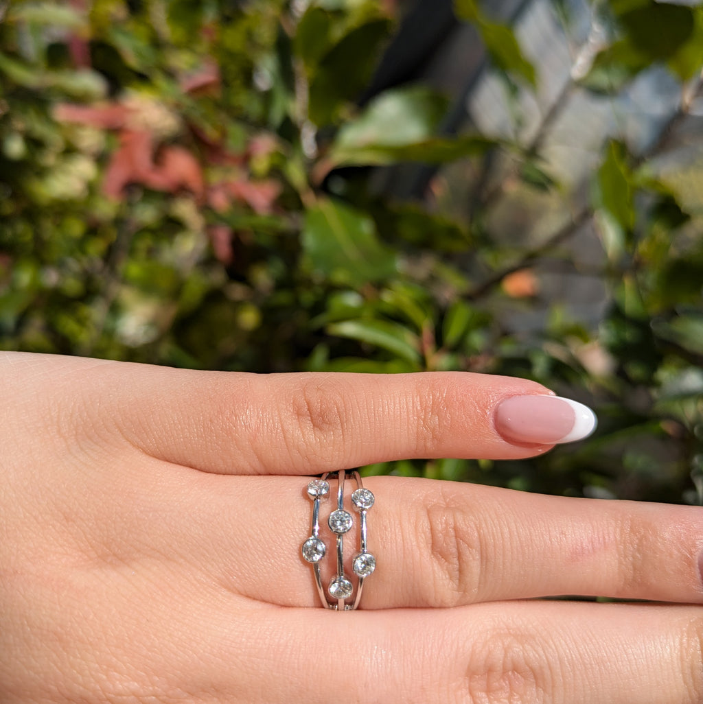 White gold designer bubble ring