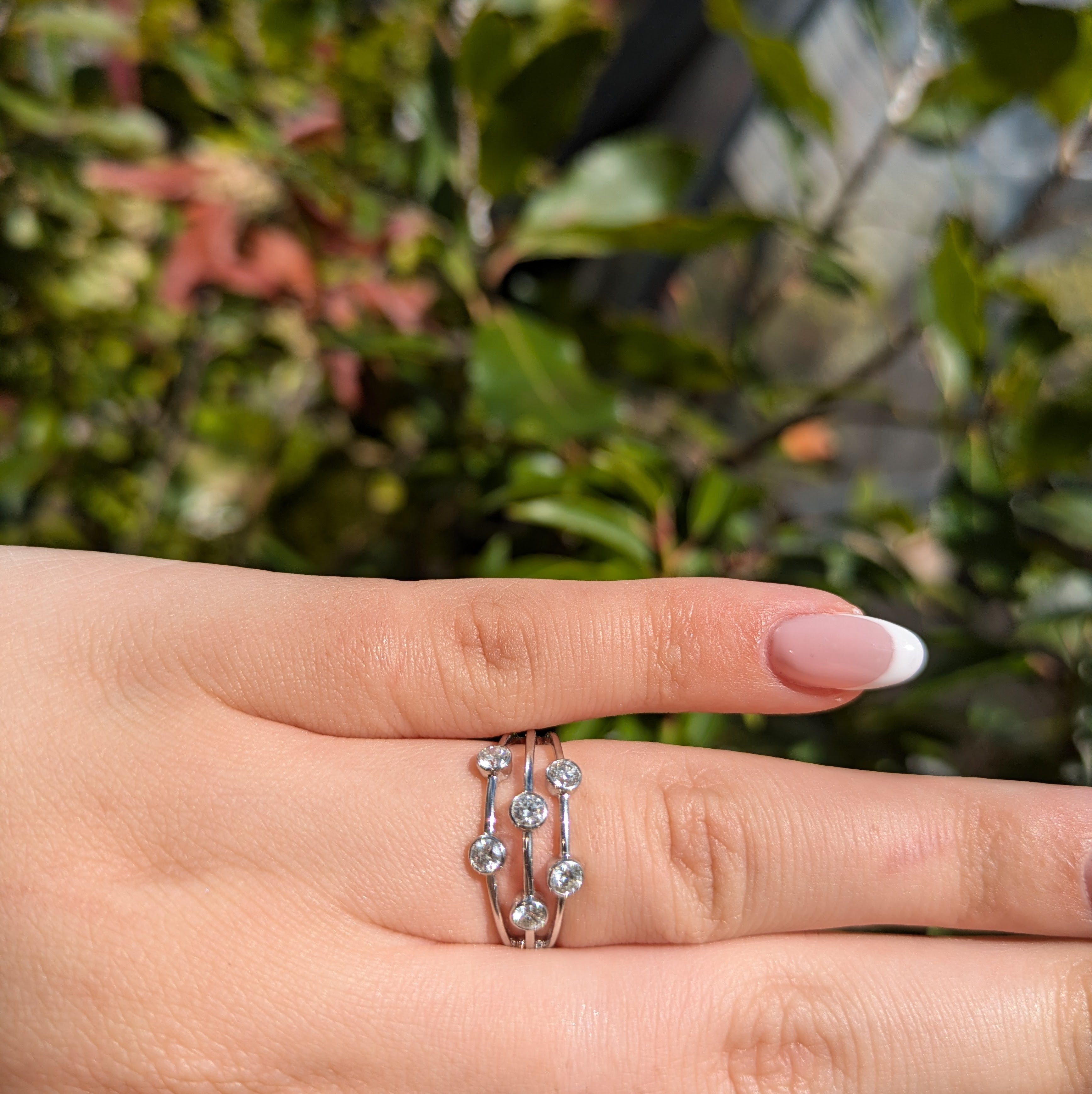 White gold designer bubble ring