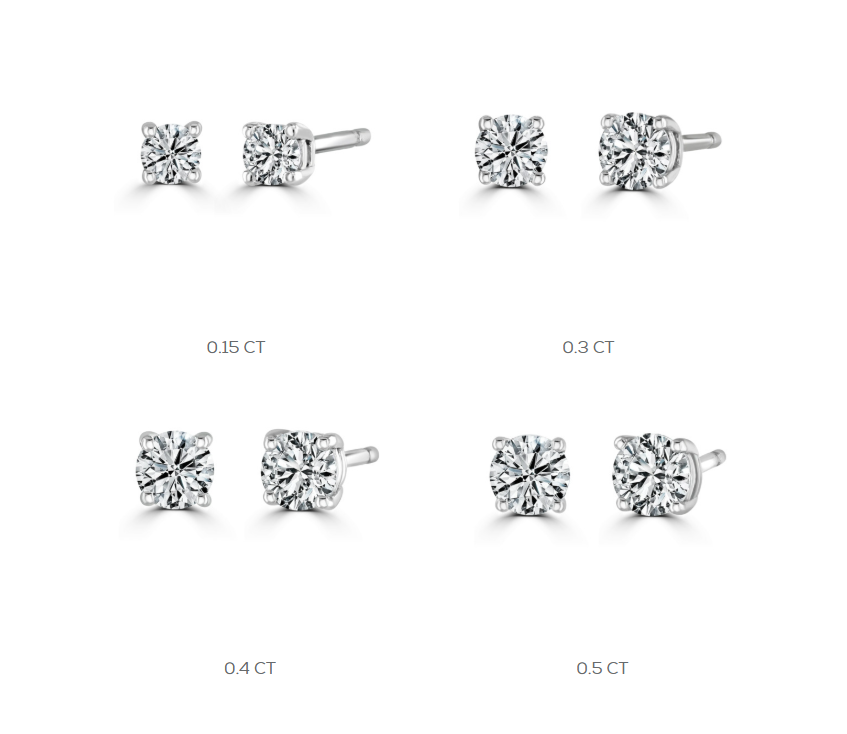 Gallery set four claw solitaire stud earrings White Gold F/VS1