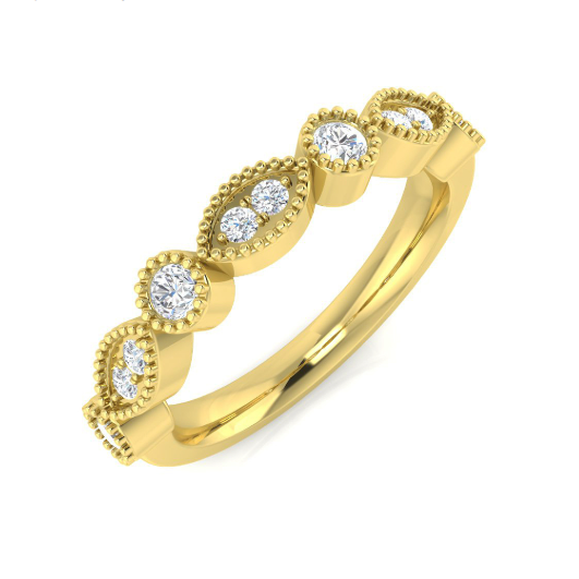 cluster marquise shape with rounds in milgrain design half eternity