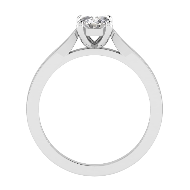 Oval solitaire engagement with tapered shoulders