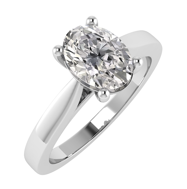 Oval solitaire engagement with tapered shoulders