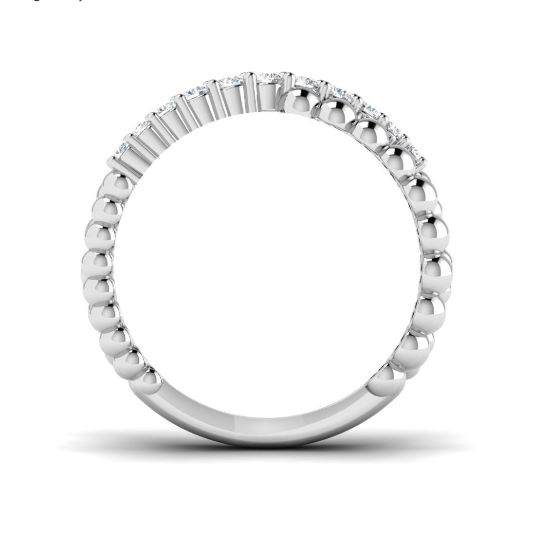 18k Crossover bands one beaded one half eternity style