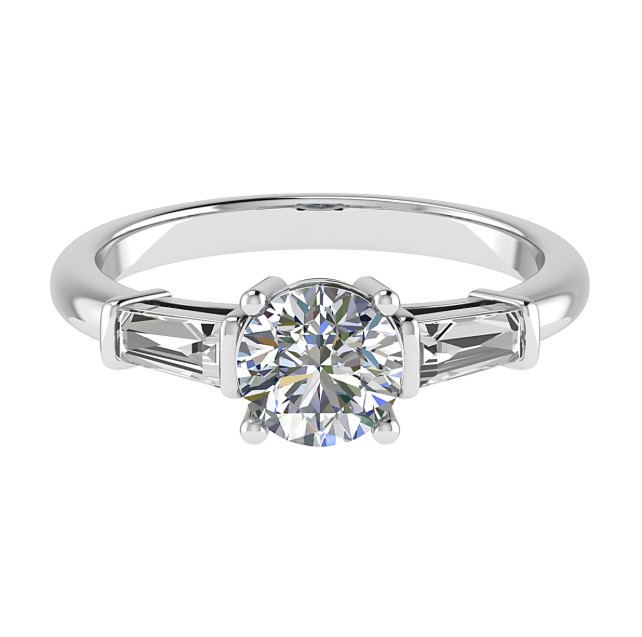round F/VS1 ring with tapered baguettes