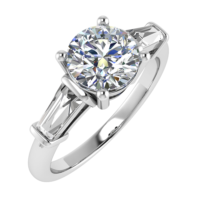 round F/VS1 ring with tapered baguettes