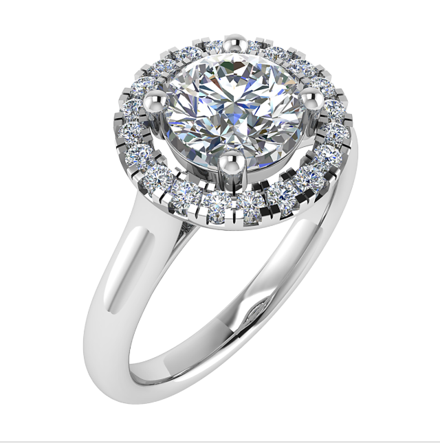 Round halo engagement ring
