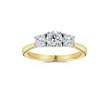18k trilogy ring in 2 tone yellow band