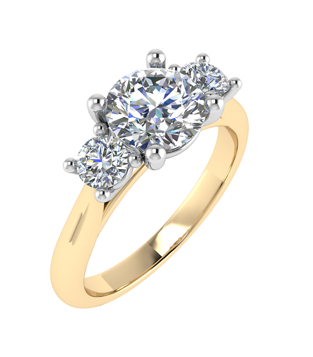 18k trilogy ring in 2 tone yellow band