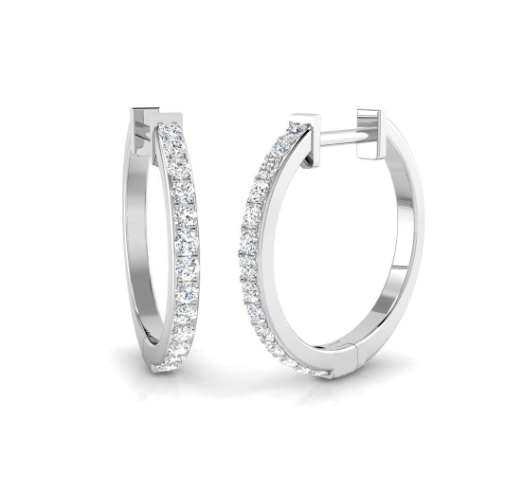 Medium size diamond scallop set 18k hoops