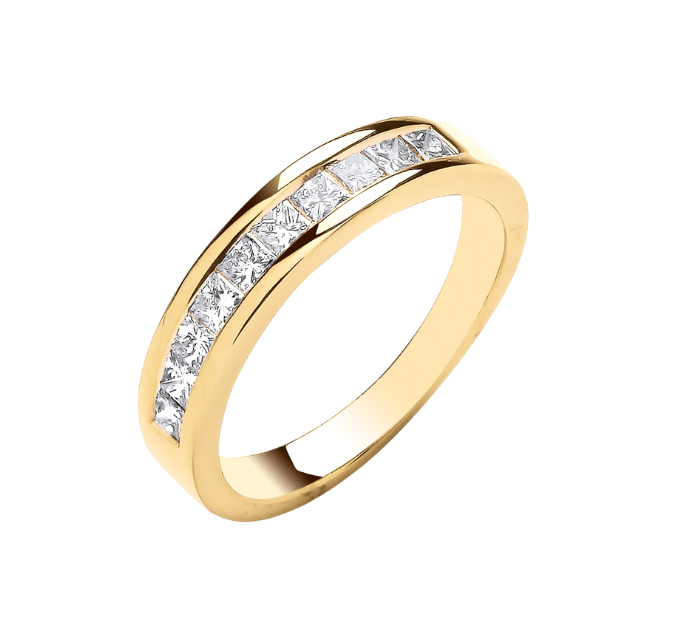 Princess cut channel set band