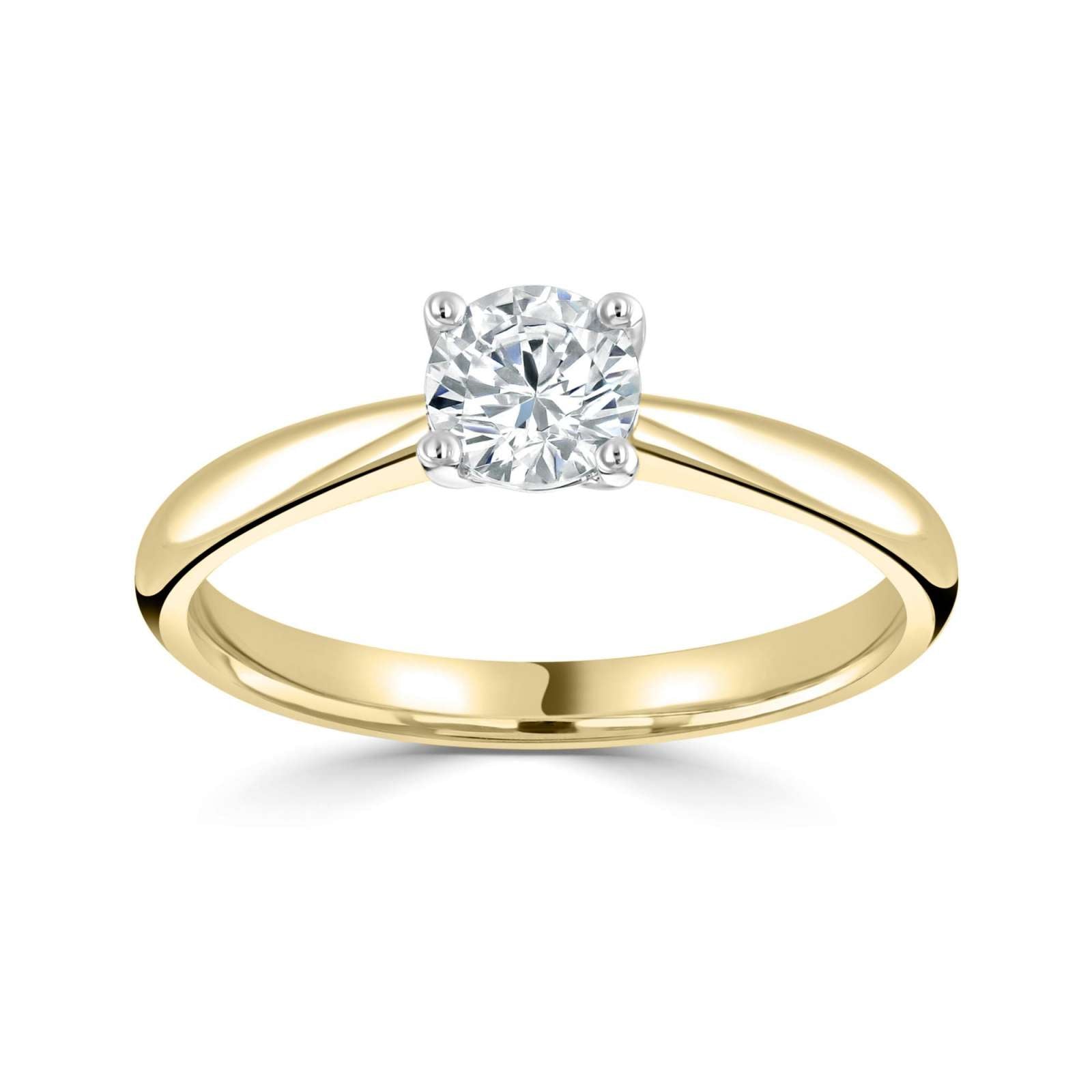 0.60ct Round solitaire on 18K yellow gold band F/VS2